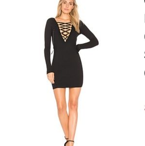 Privacy Please plunging lace up dress